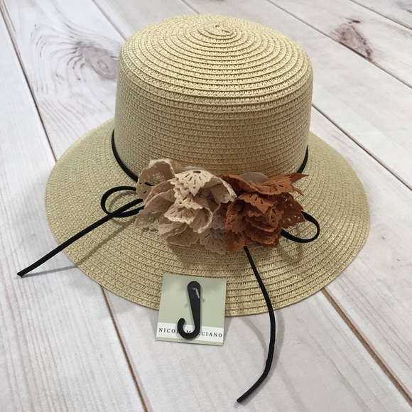 Nicole Marciano Accessories - Nicole Marciano Straw Hat with Floral Accent